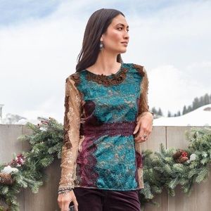 Sundance Coppelia Lace Applique Top SZ 4